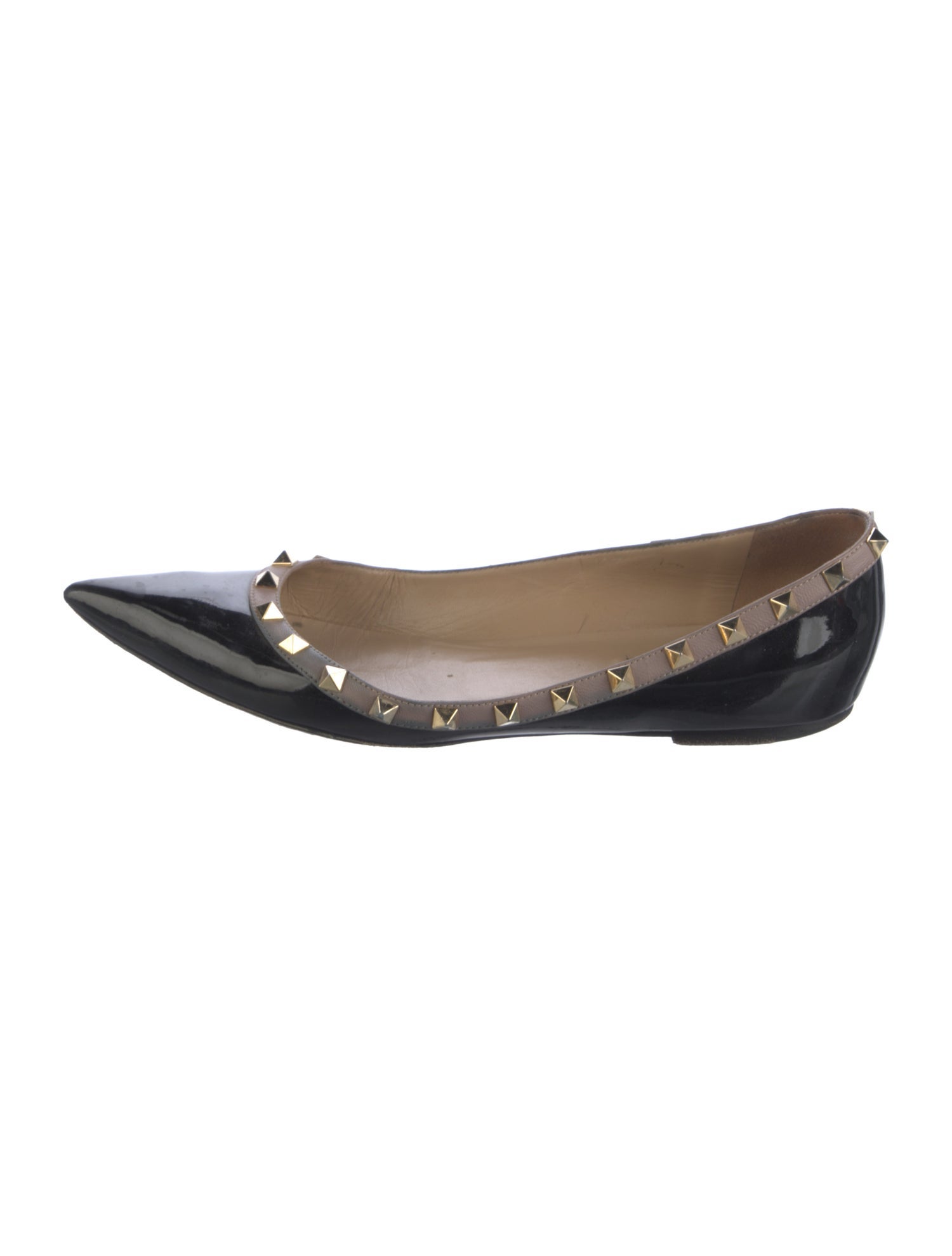 Valentino Patent Leather Studded Accents Flats