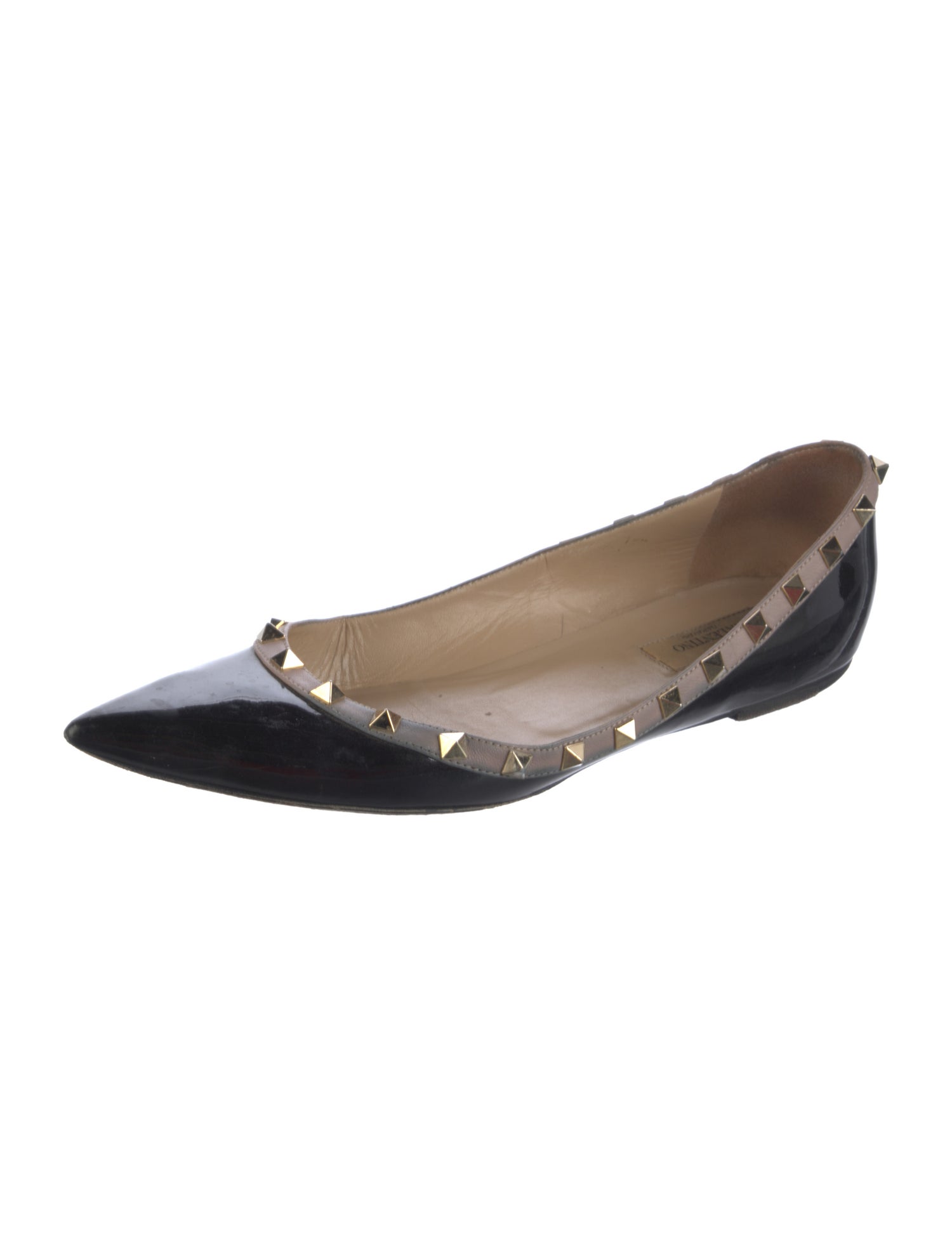 Valentino Patent Leather Studded Accents Flats