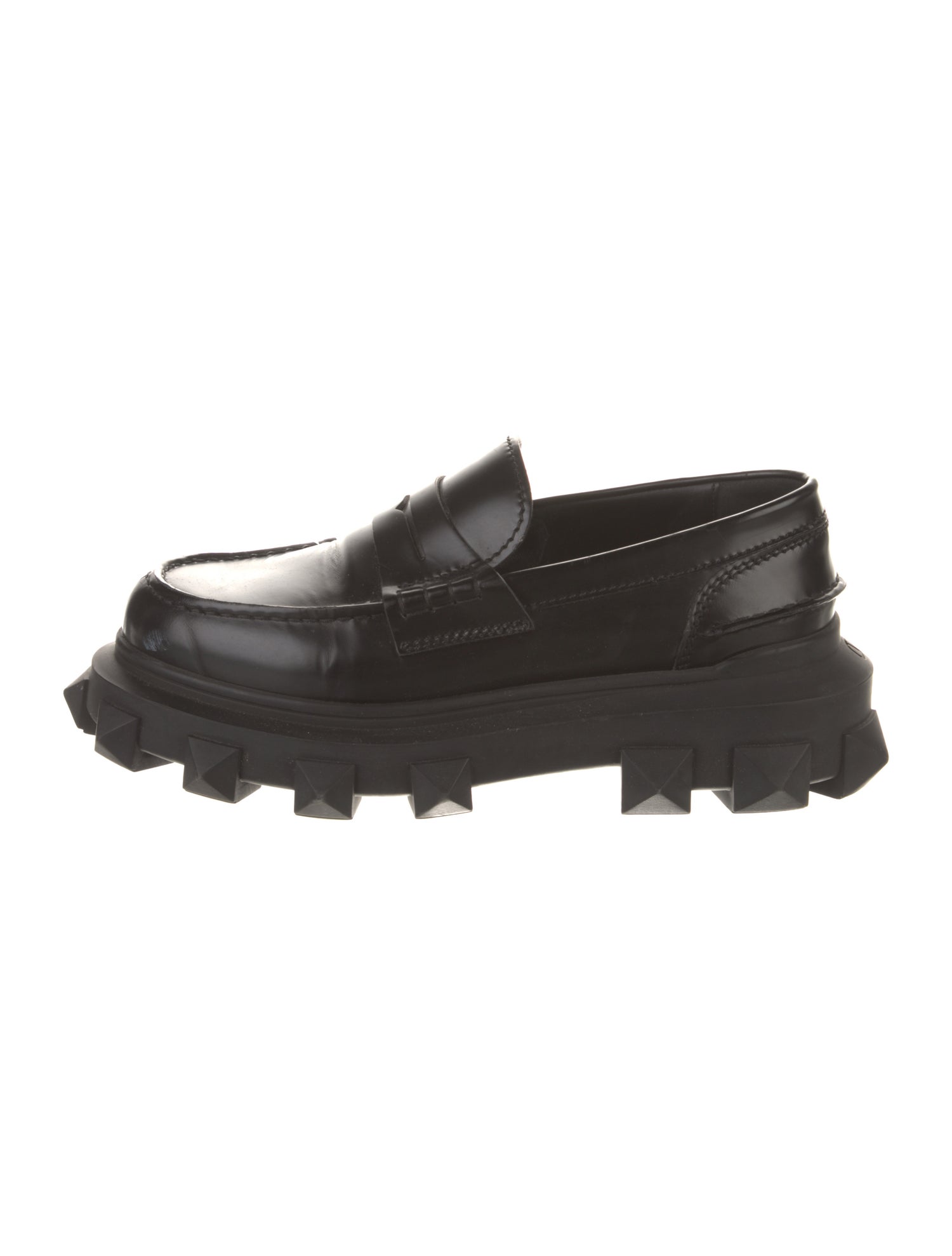Valentino Rockstud Accents Leather Loafers