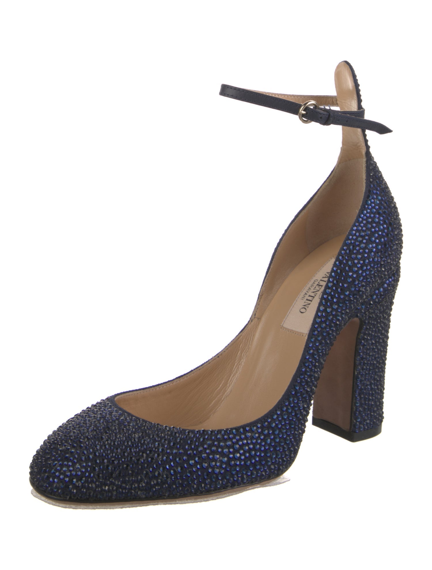 Valentino Crystal Leather Trim Embellishment Pumps