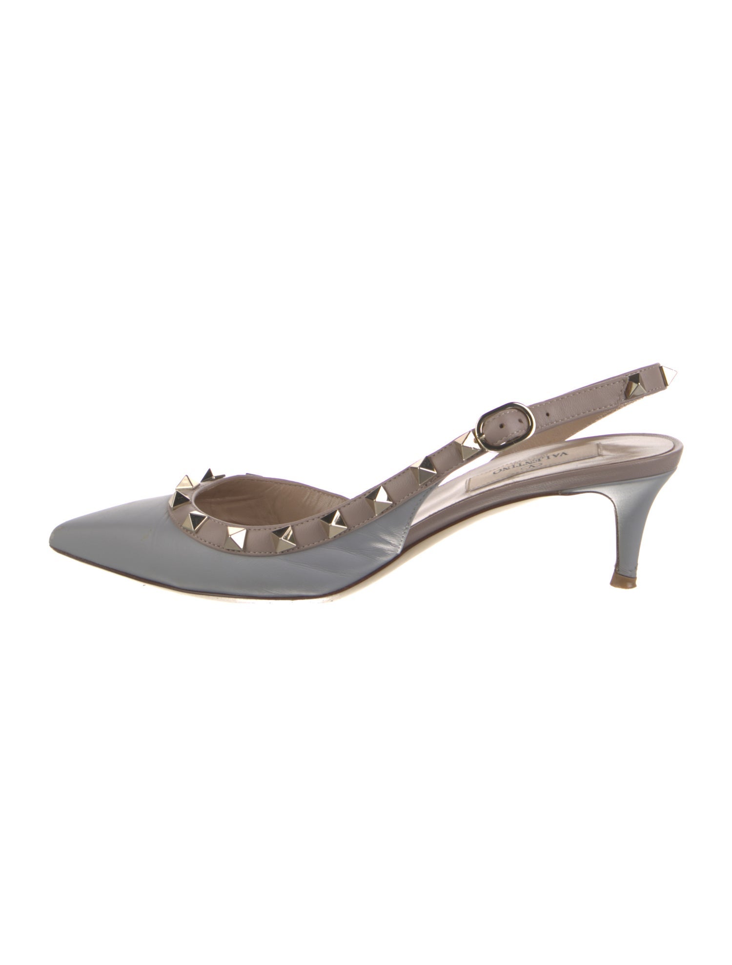 Valentino Rockstud Accents Leather Slingback Pumps