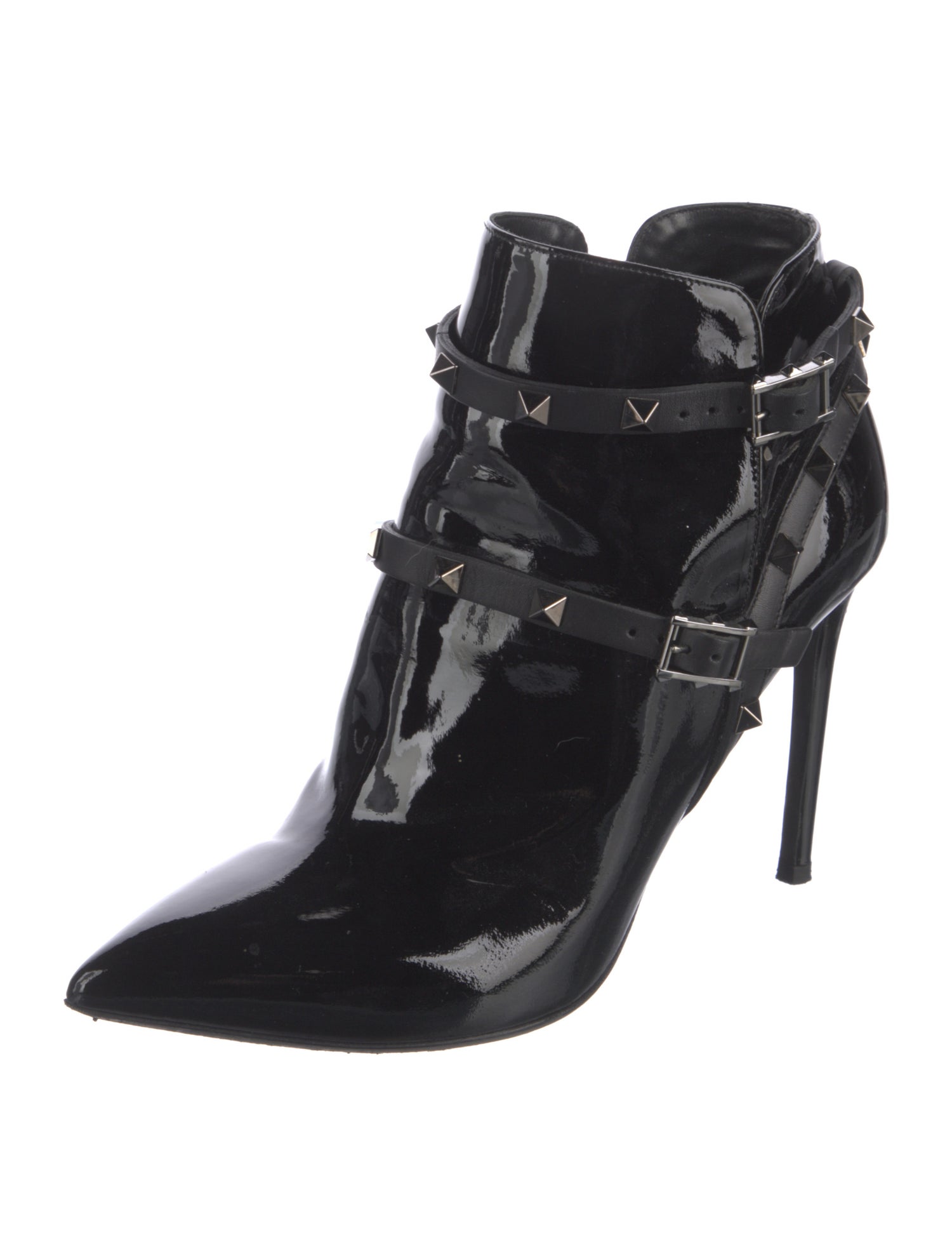 Valentino Rockstud Accents Patent Leather Boots