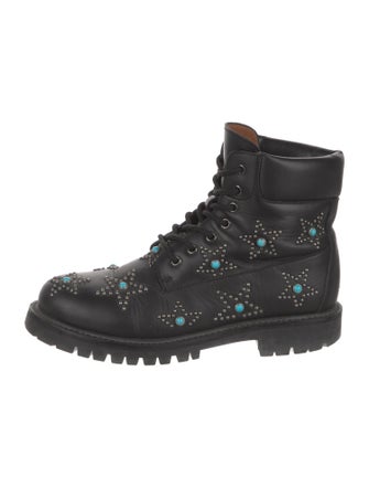 Valentino Leather Studded Accents Combat Boots