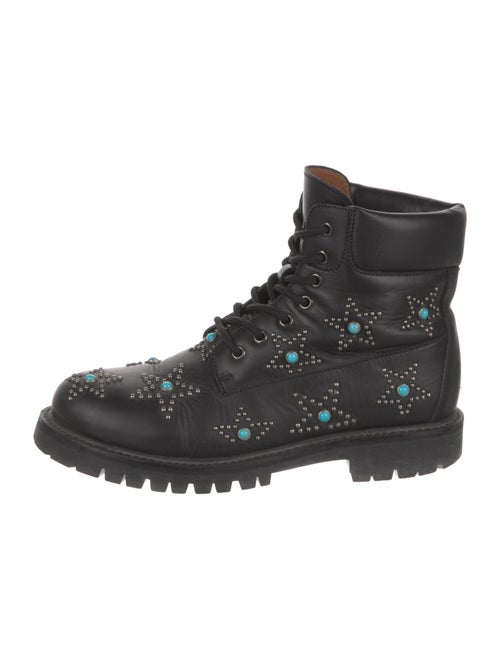 Valentino Leather Studded Accents Combat Boots