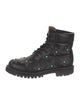 Valentino Leather Studded Accents Combat Boots