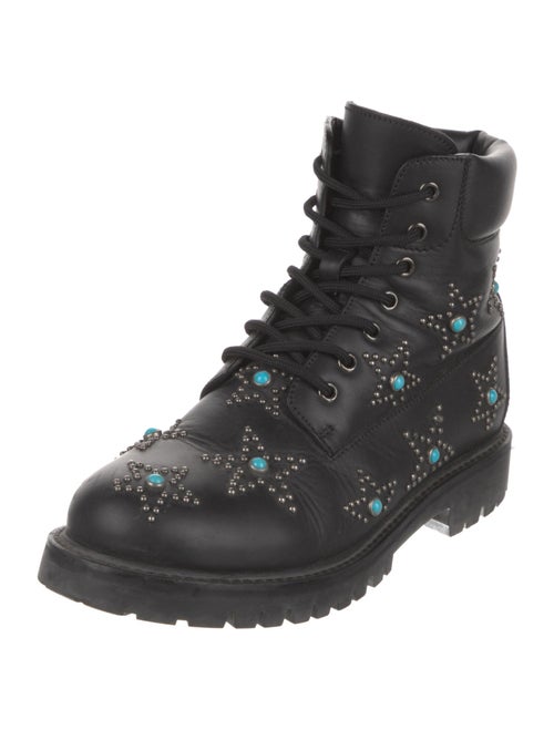 Valentino Leather Studded Accents Combat Boots