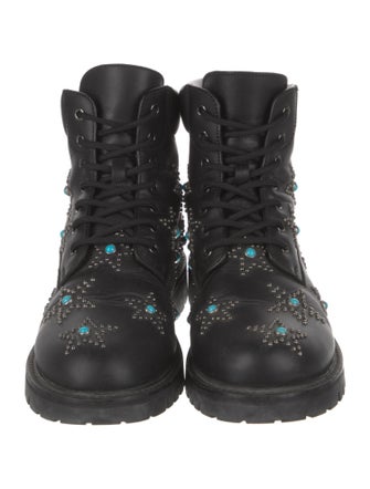 Valentino Leather Studded Accents Combat Boots