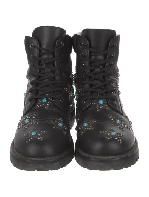 Valentino Leather Studded Accents Combat Boots