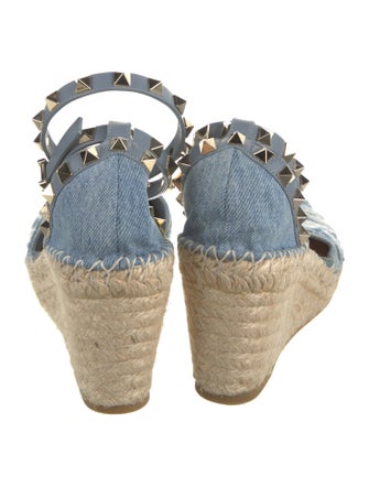 Valentino Rockstud Accents Denim D'Orsay Pumps
