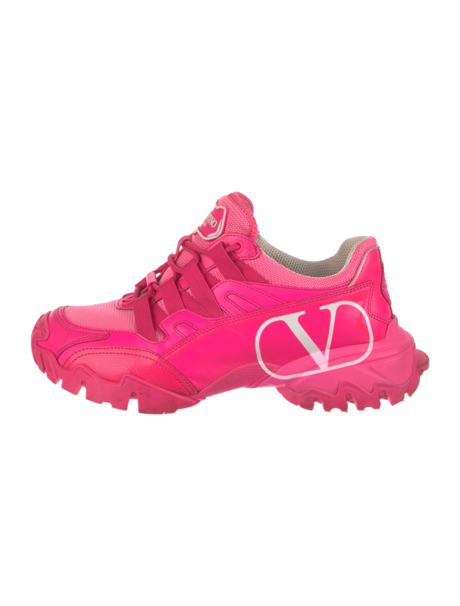 Valentino Leather Graphic Print Chunky Sneakers