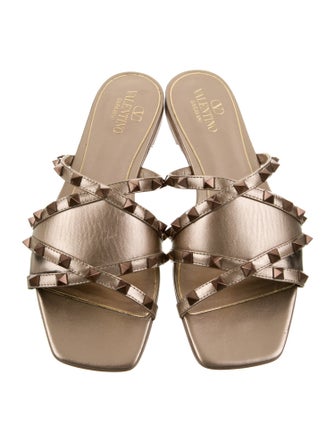 Valentino Leather Studded Accents Slides