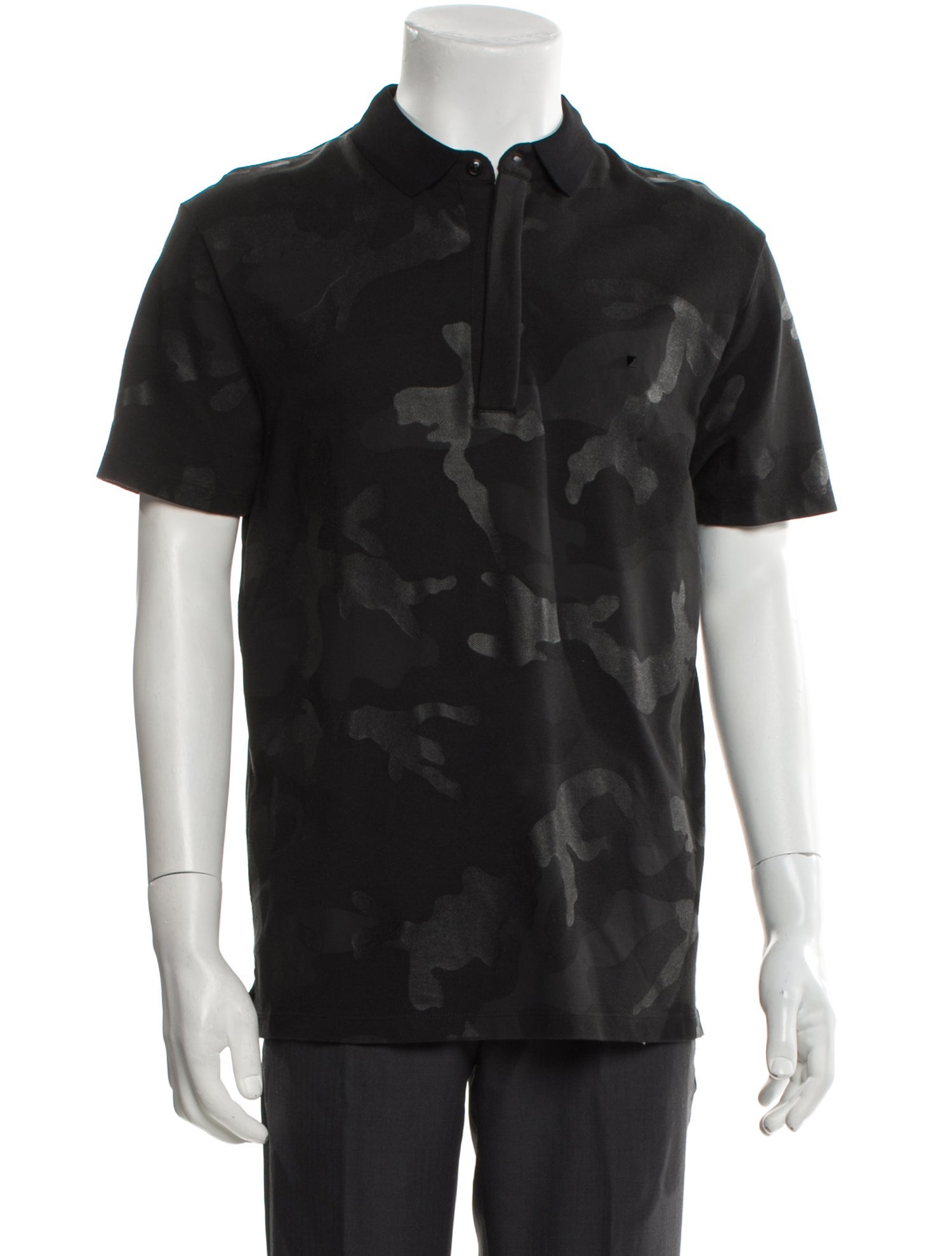 Valentino Rockstud Accents V-Neck Polo Shirt