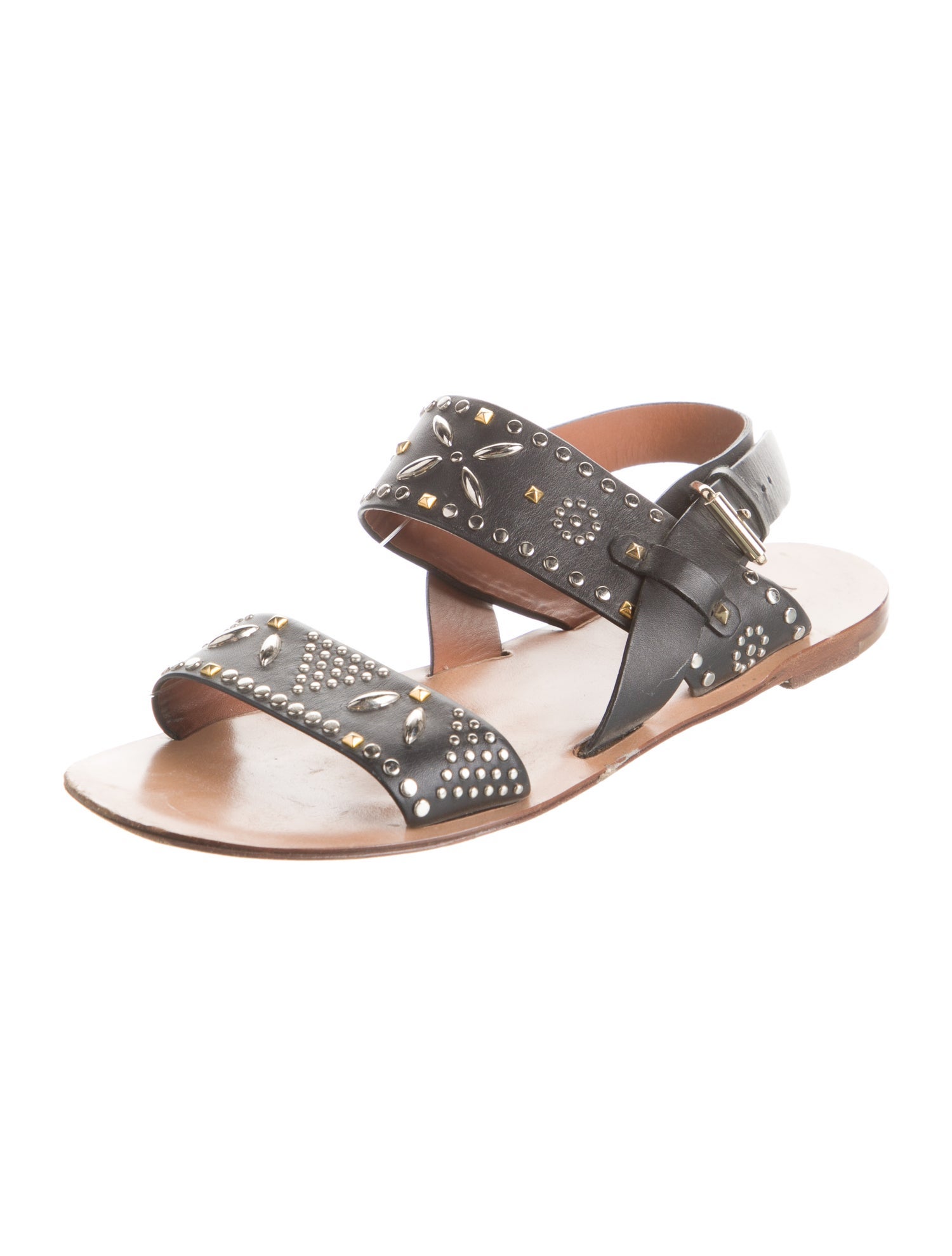 Valentino Rockstud Accents Leather Slingback Sandals