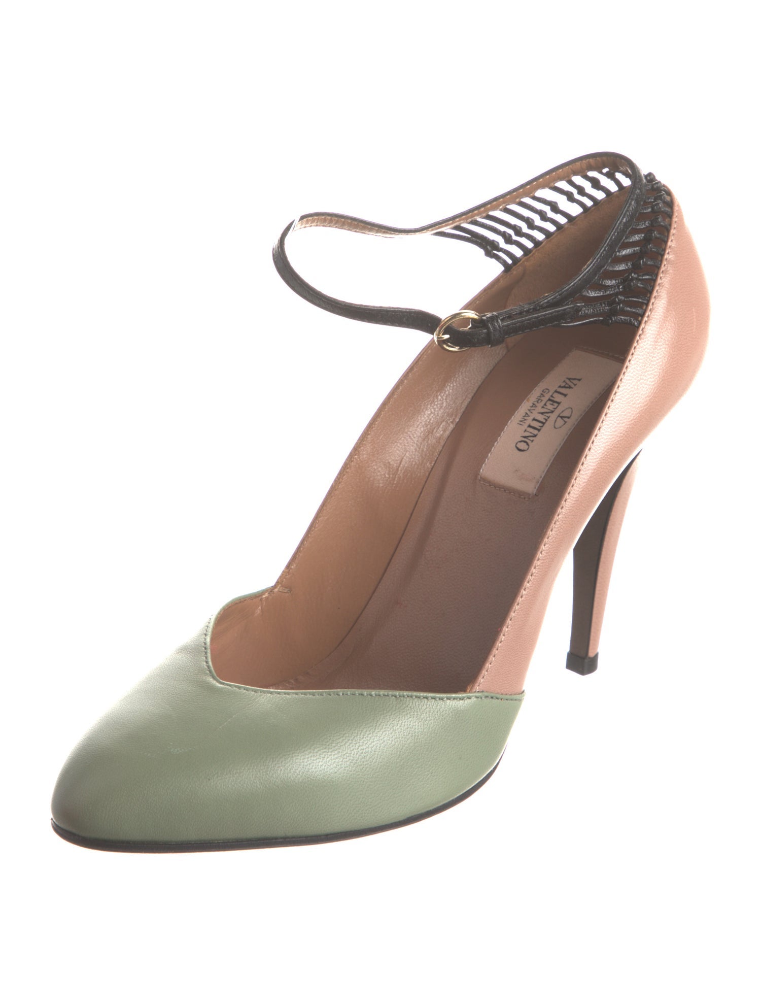 Valentino Leather Colorblock Pattern D'Orsay Pumps