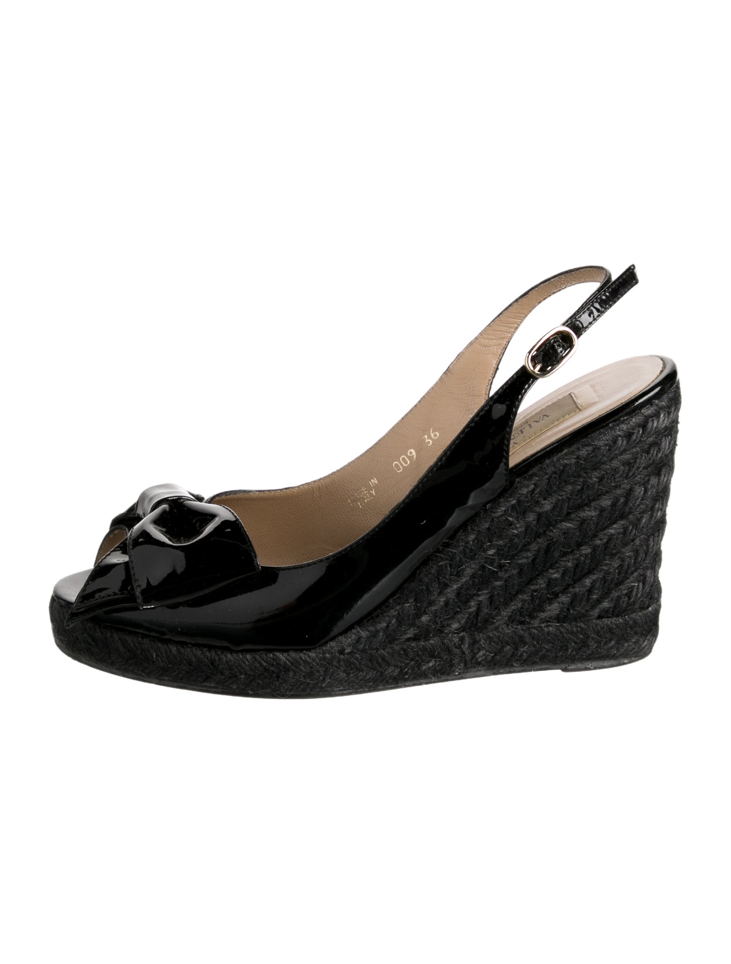 Valentino Patent Leather Bow Accents Slingback Sandals