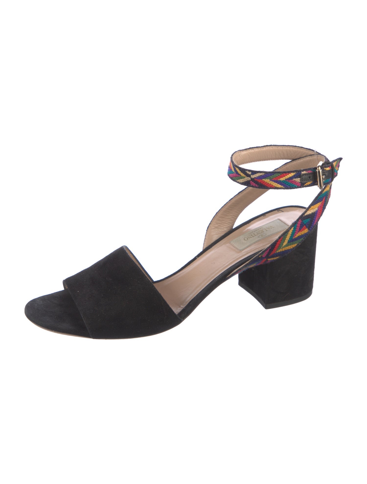 Valentino Suede Floral Print Sandals