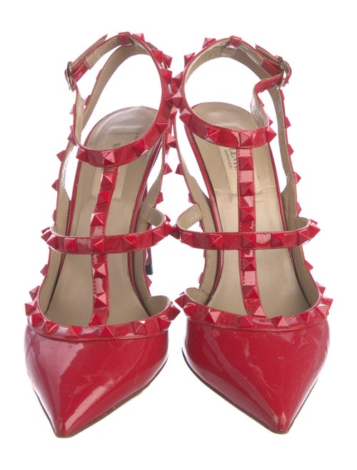 Valentino Rockstud Accents Patent Leather T-Strap Pumps