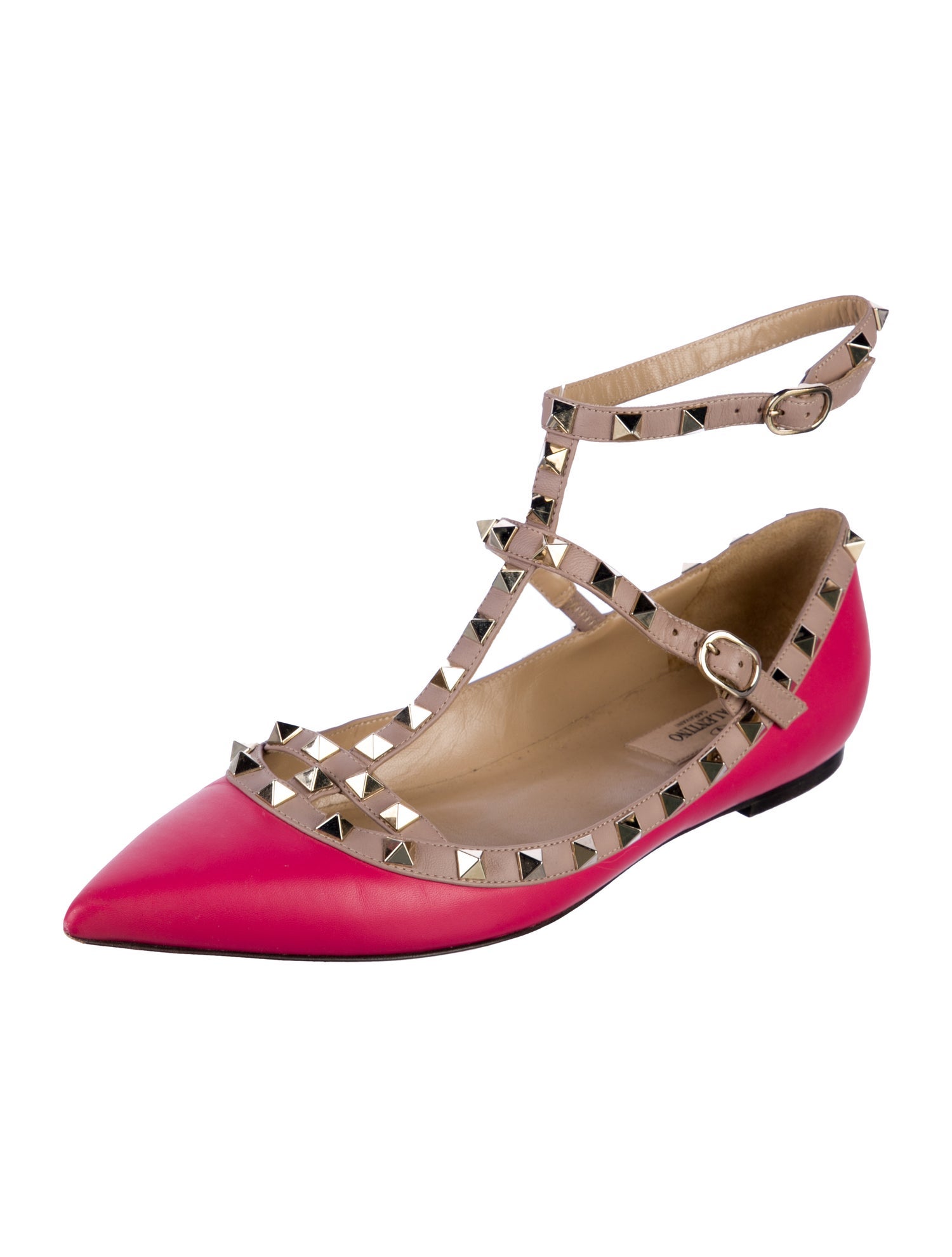 Valentino Rockstud Accents Leather Ballet Flats