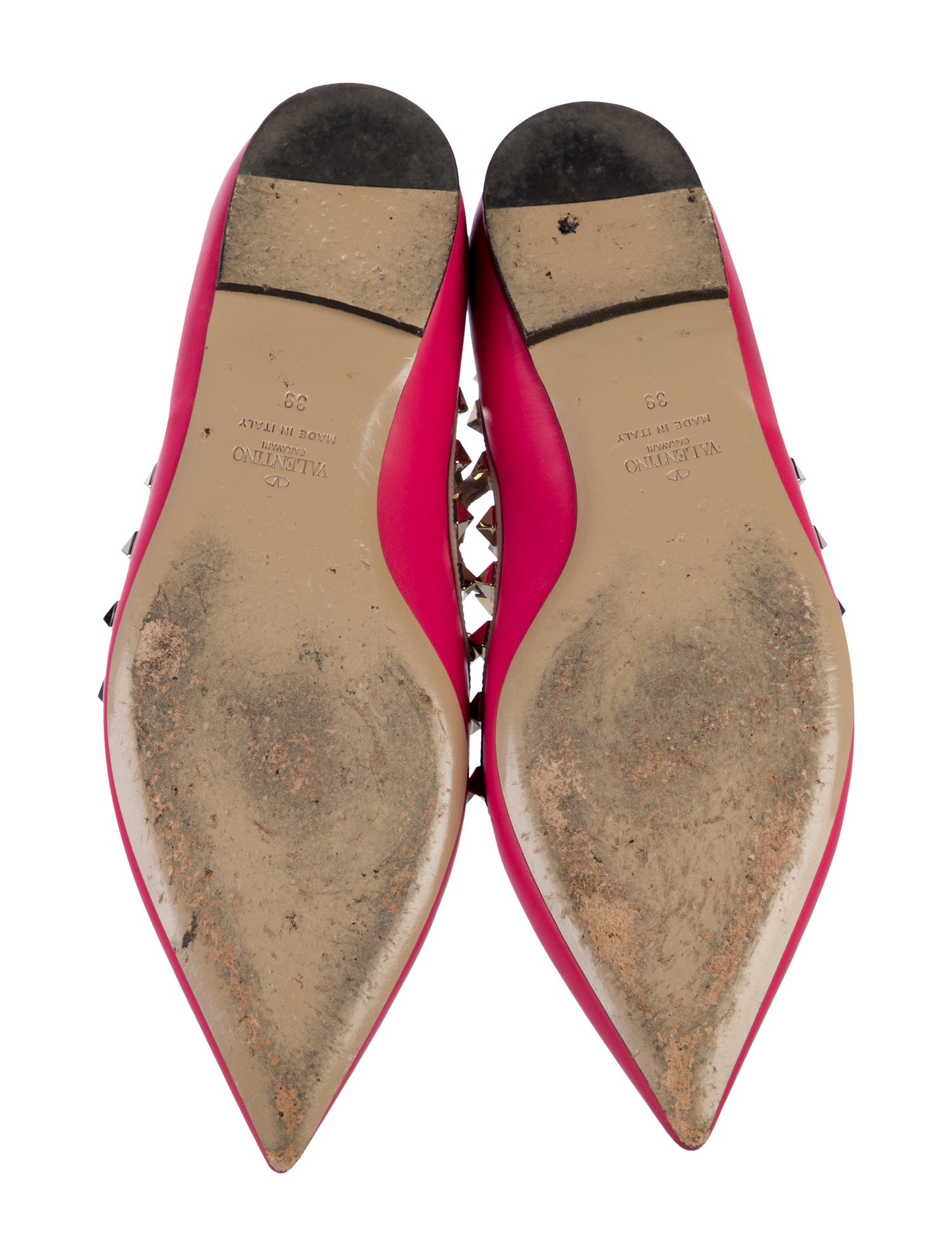 Valentino Rockstud Accents Leather Ballet Flats