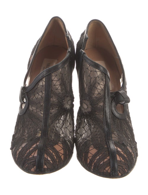 Valentino Mesh Lace Pattern Lace-Up Boots