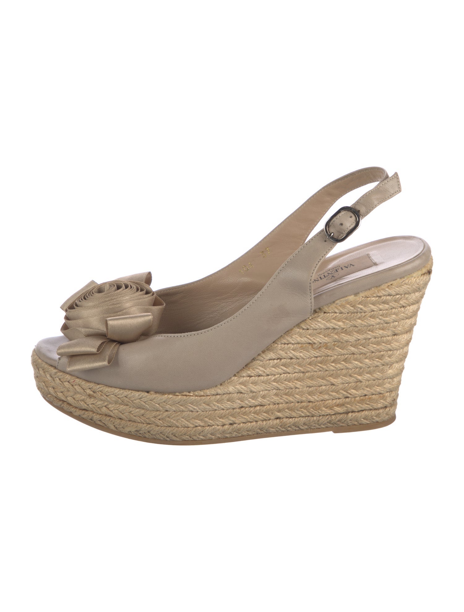 Valentino Leather Bow Accents Slingback Pumps