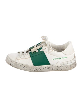 Valentino Leather Colorblock Pattern Sneakers
