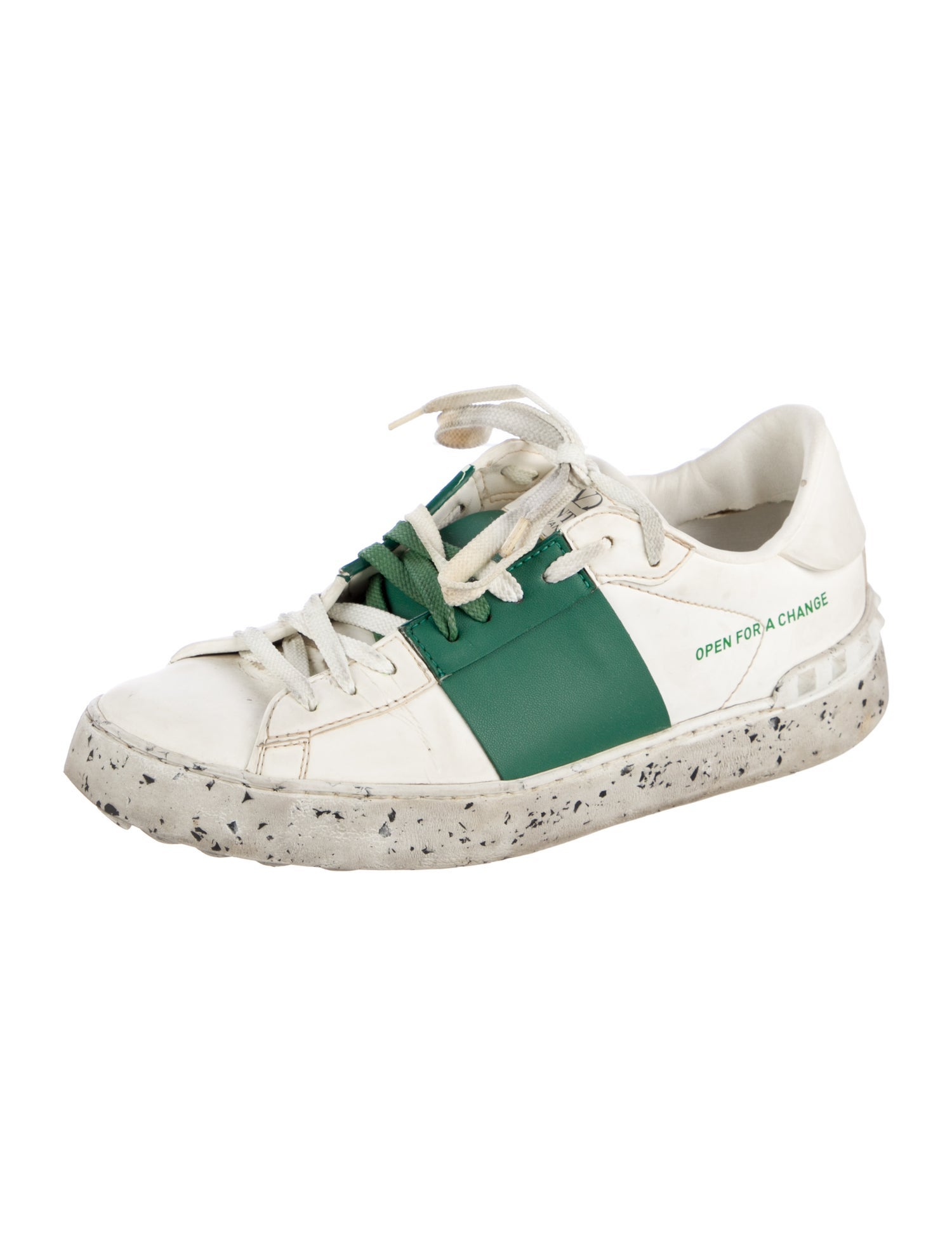 Valentino Leather Colorblock Pattern Sneakers