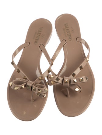 Valentino Rockstud Accents Rubber Slides