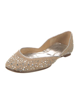 Valentino Raffia Crystal Embellishments D'Orsay Flats