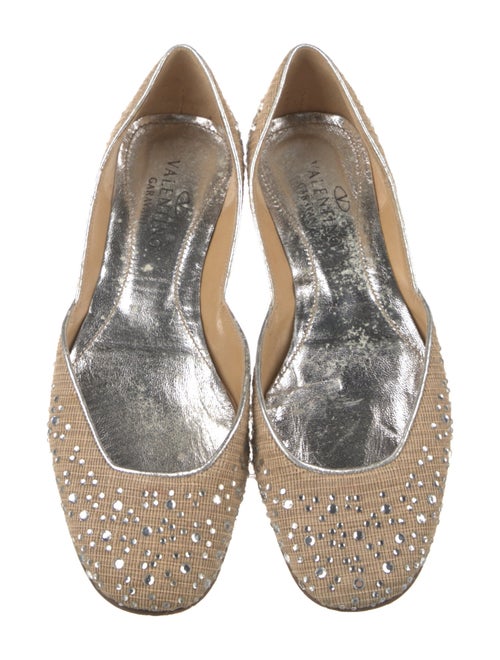 Valentino Raffia Crystal Embellishments D'Orsay Flats