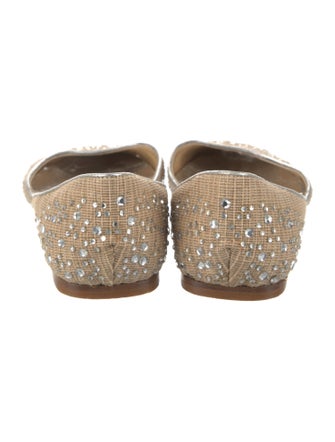 Valentino Raffia Crystal Embellishments D'Orsay Flats