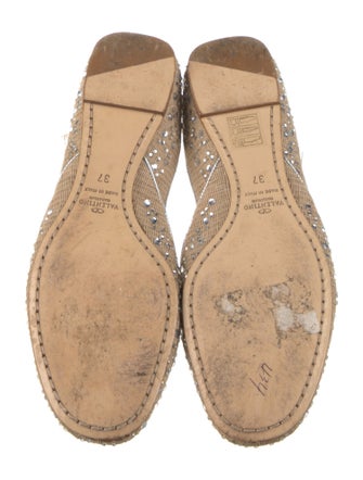 Valentino Raffia Crystal Embellishments D'Orsay Flats