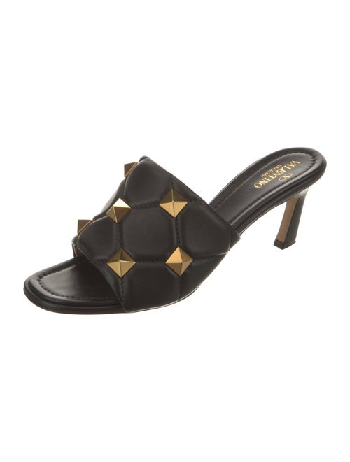 Valentino Rockstud Accents Leather Slides