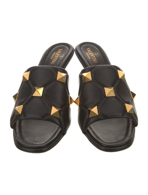 Valentino Rockstud Accents Leather Slides