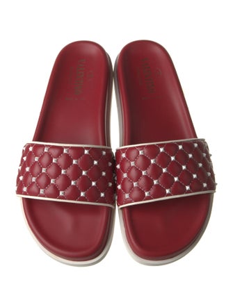 Valentino Rockstud Accents Leather Slides