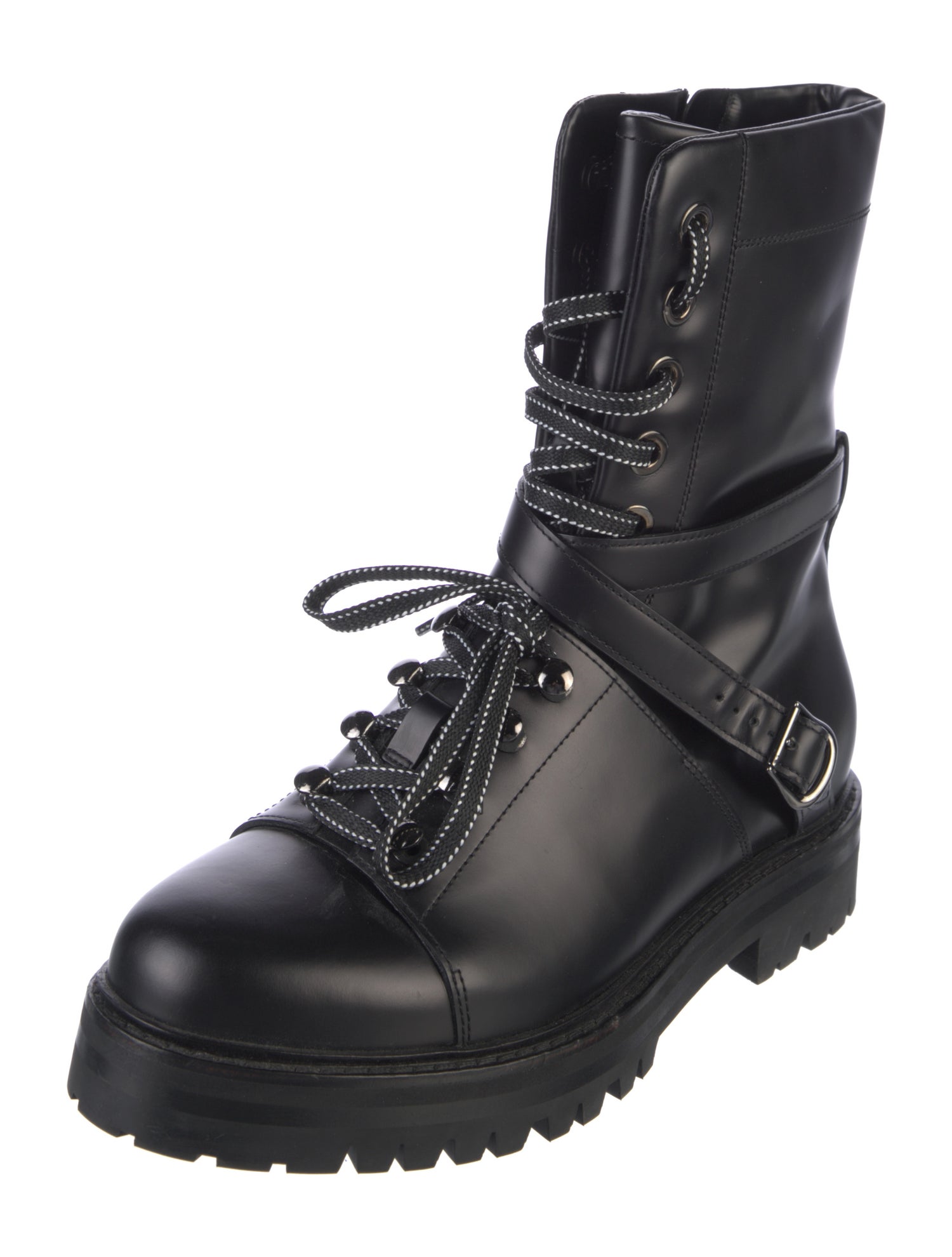 Valentino Rockstud Accents Leather Combat Boots