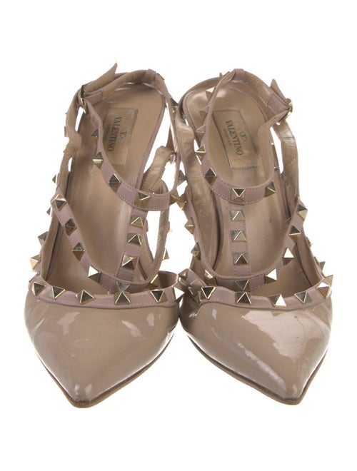 Valentino Rockstud Accents Patent Leather T-Strap Pumps