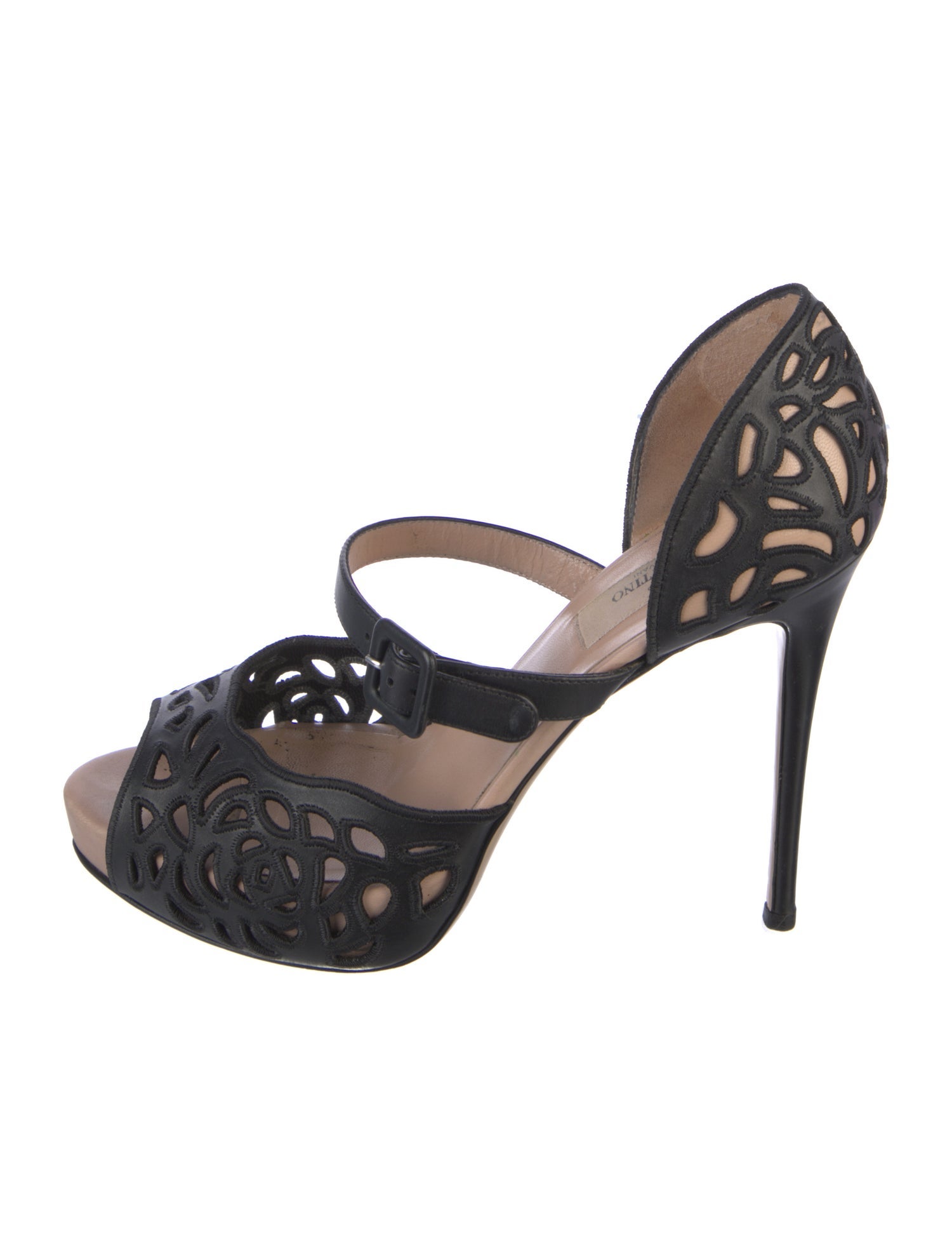 Valentino Leather Cutout Accent D'Orsay Pumps