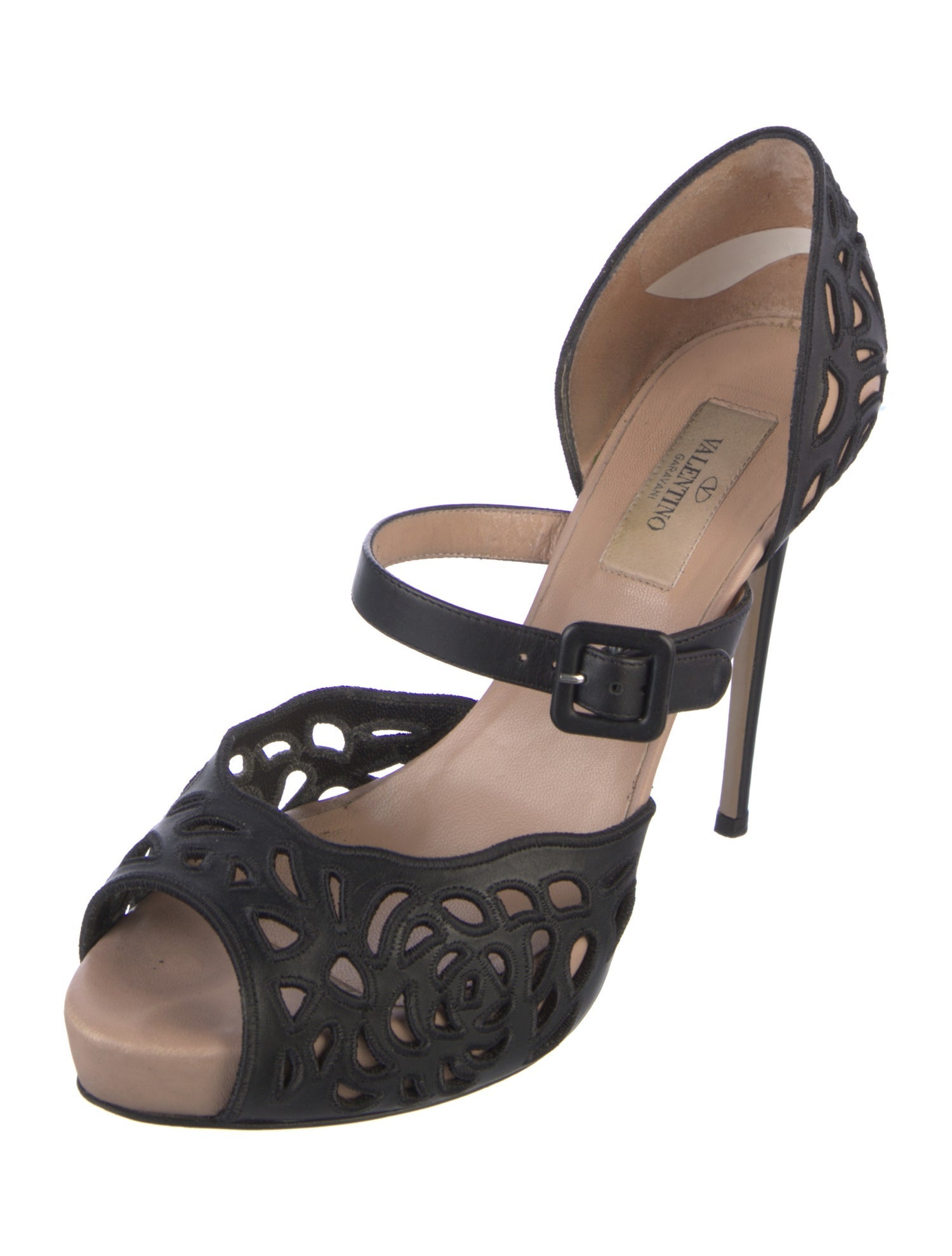 Valentino Leather Cutout Accent D'Orsay Pumps