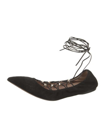 Valentino Rockstud Accents Suede Ballet Flats