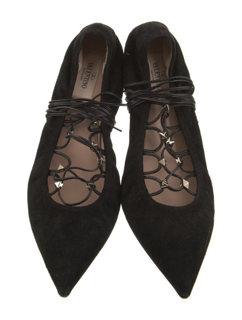 Valentino Rockstud Accents Suede Ballet Flats