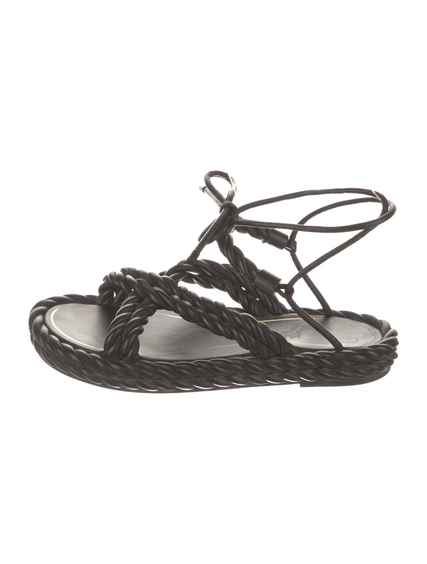 Valentino Leather Braided Accents Gladiator Sandals