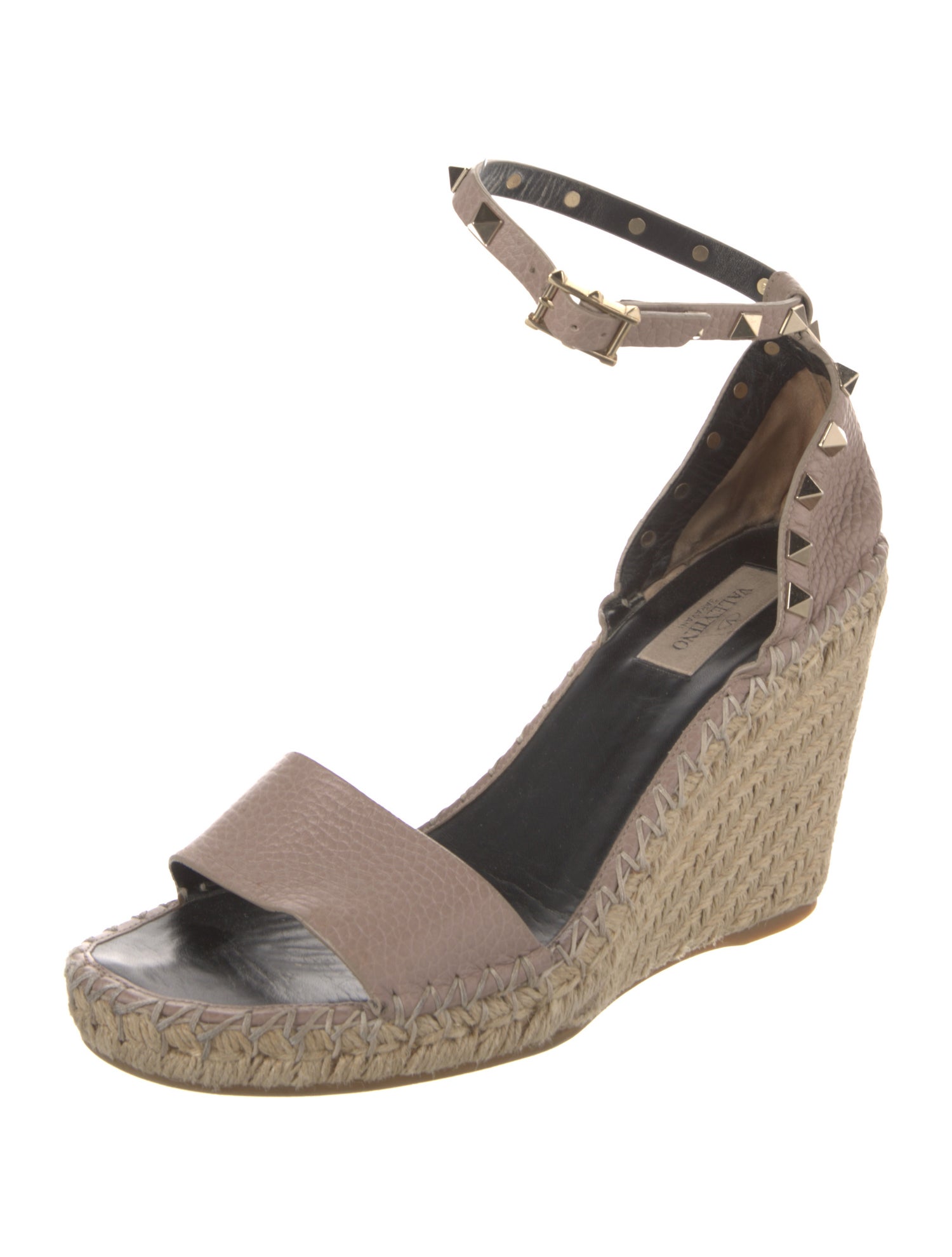 Valentino Rockstud Accents Leather Espadrilles