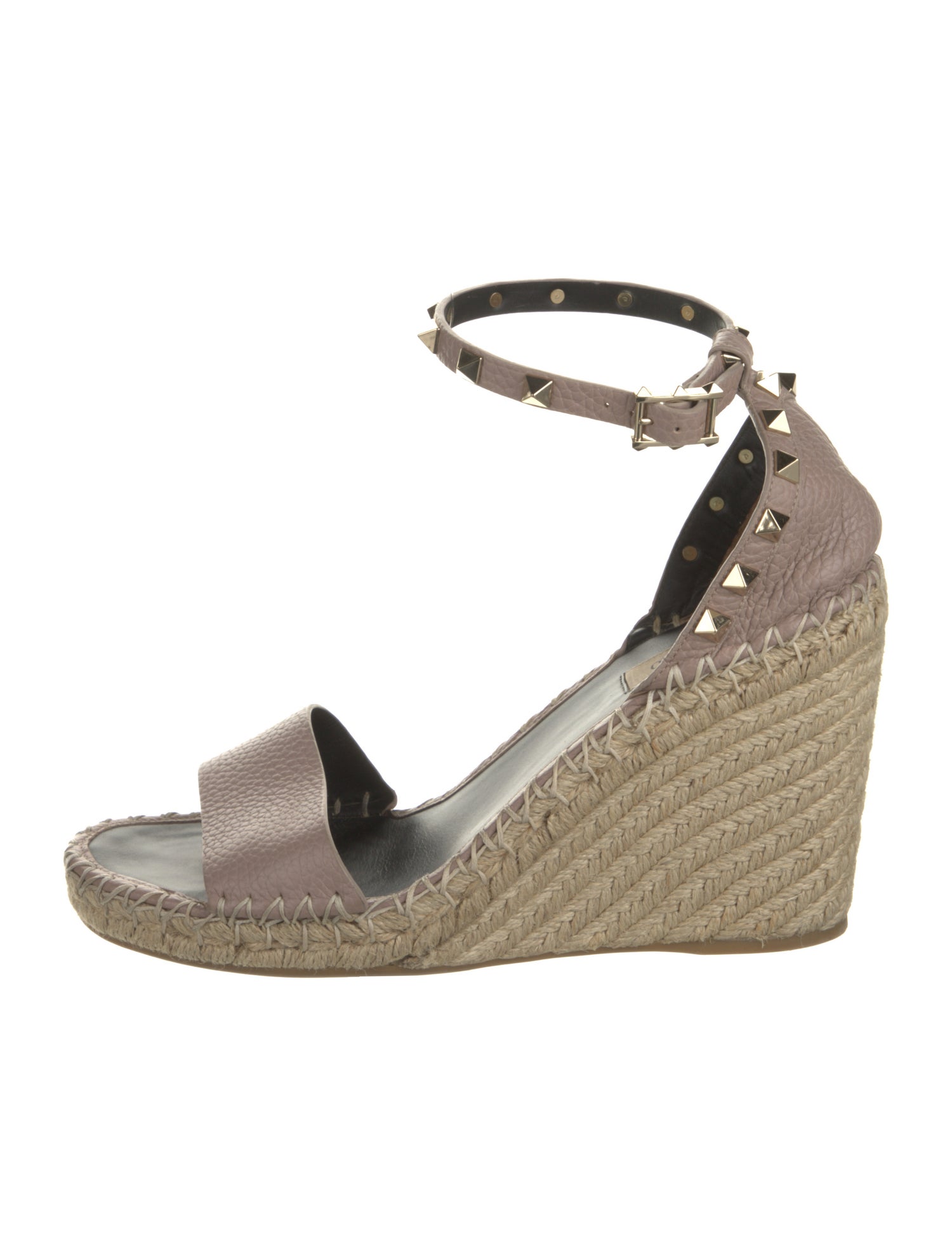 Valentino Rockstud Accents Leather Espadrilles