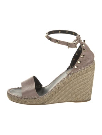 Valentino Rockstud Accents Leather Espadrilles