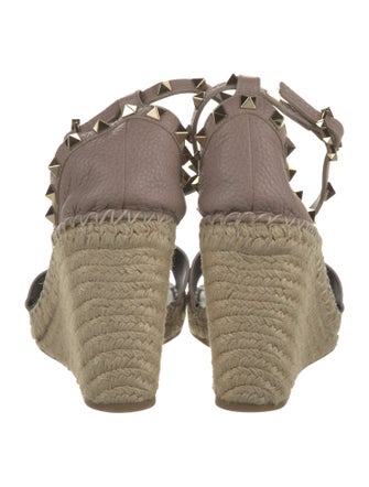 Valentino Rockstud Accents Leather Espadrilles