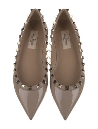 Valentino Rockstud Accents Patent Leather Ballet Flats