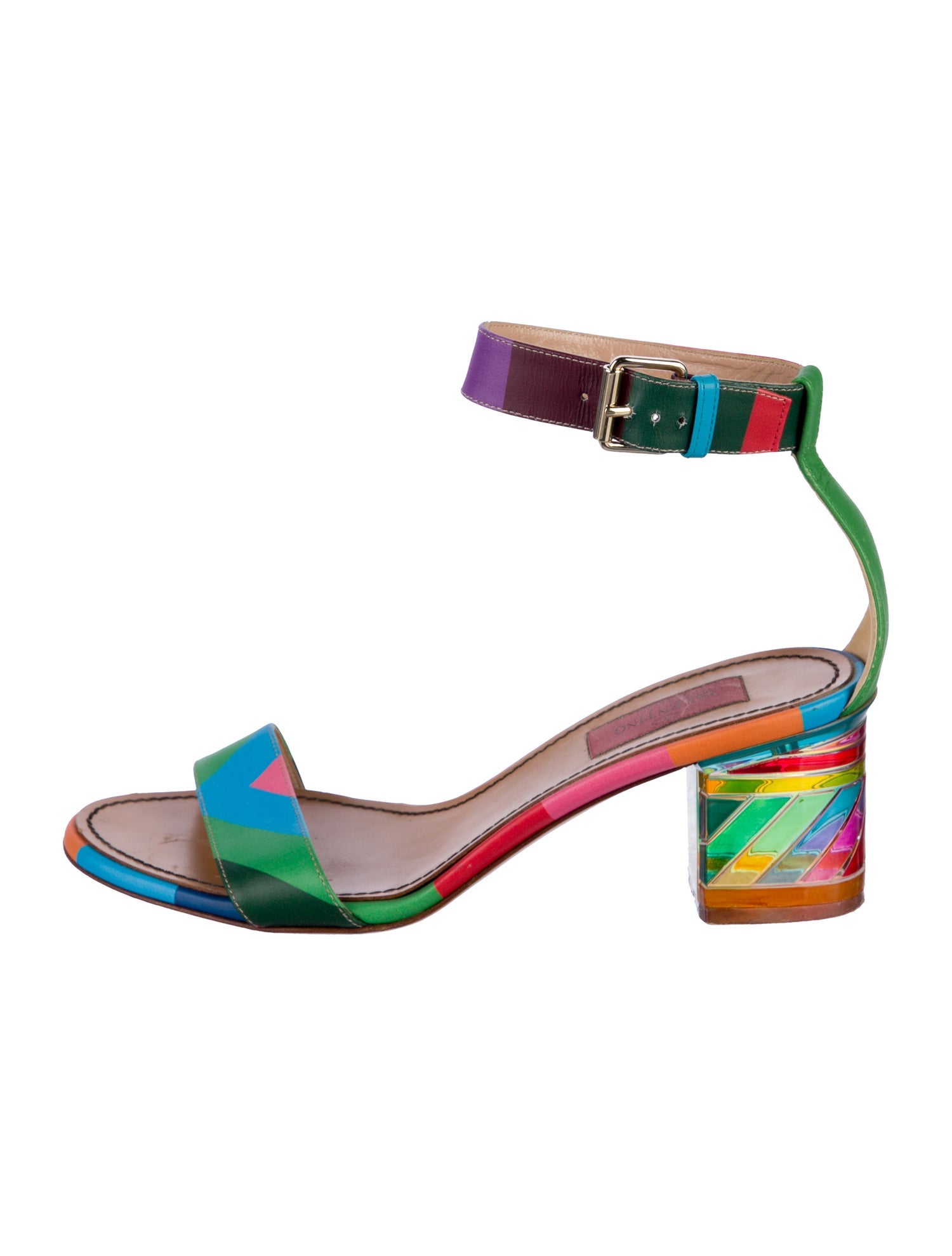 Valentino Leather Colorblock Pattern Sandals