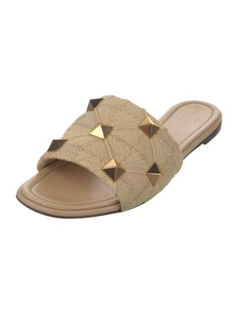 Valentino Canvas Studded Accents Slides