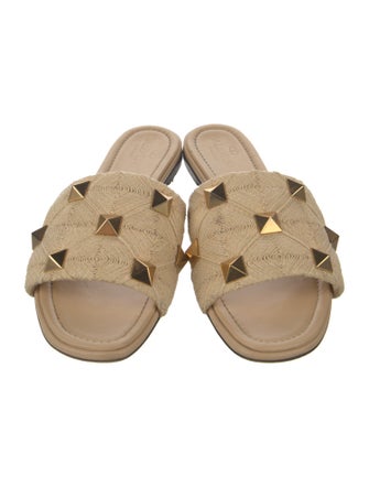 Valentino Canvas Studded Accents Slides